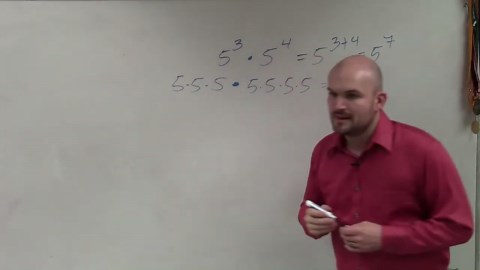 Applying the rules of exponents to simplify an expression with numbers