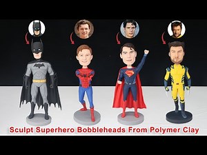 Sculpt Spider-Man, Wolverine, Superman & Batman Bobblehead Doll From Polymer Clay -Figure Bobblehead