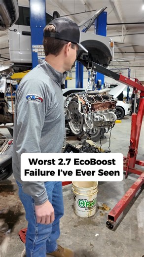 Worst 2.7L EcoBoost Failure I've Ever Seen One cylinder completely lost its piston and connecting rod. Coolant filled the oil, metal debris everywhere, but somehow it still drove into the shop. Ever seen damage like this? #FordBronco #EcoBoost #EngineFailure | Whiteface Ford