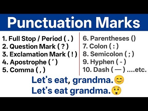 Punctuation Marks - Colon (:), Semi colon (;), Comma (,), Inverted commas (" "), Hyphen (-), etc.