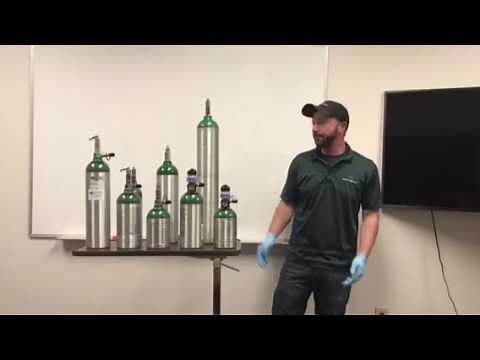 Sizes and types of oxygen tanks.
