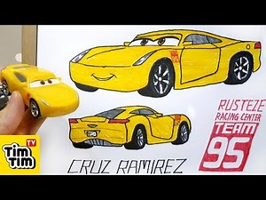 How to draw CARS 3 Cruz Ramirez with basic structure | Easy step-by-step for kids | Art colors