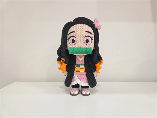 Nezuko Inspired 3D Printed Crochet Pattern Collectible | Demon Slayer Anime Desk Decor Gift - Etsy
