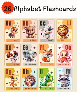 26 ABC Flash Cards, Educational Cards, A-Z Cards, Learn Abcs, Alphabet Flashcards, Kids Colors Alphabet, Montessori Cards, Digital Download - Etsy