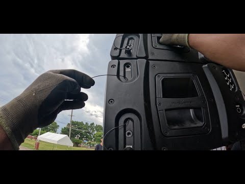 How do we set up the line array speaker on a ground stack?