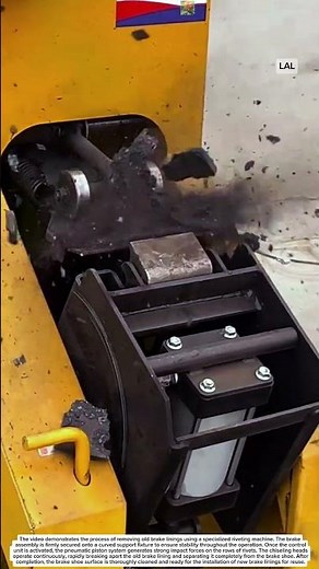 Old Brake Lining Removal Process Using a Specialized Riveting Machine