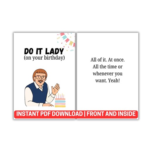 Do It Lady Birthday Card | Tiktok Viral Meme (digital Download) - Etsy