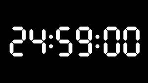 24:59 - 60 Second Full-Screen Countdown Timer with 7-Segment Display | 12:59 AM (Twelve O'Clock Fifty-Nine Minutes) | Twenty-Four O'Clock, Fifty-Nine Minutes