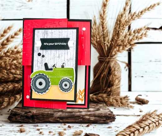 🚜 This adorable Corner Pop Up Card is created with the Stampin' Up! Tractor & Co. Bundler. ▶️ Download the free PDF here: https://stampwithtami.com/?p=89438 #stampinup #funfoldcard #tractortheme #birthdaycard #cornerpopupcard #cardmaking #papercraft #stampwithtami #handmadecards #stampinblends #stampinupdemo | Stamp With Tami White - Stampin Up Independent Demonstrator - DIY Crafts