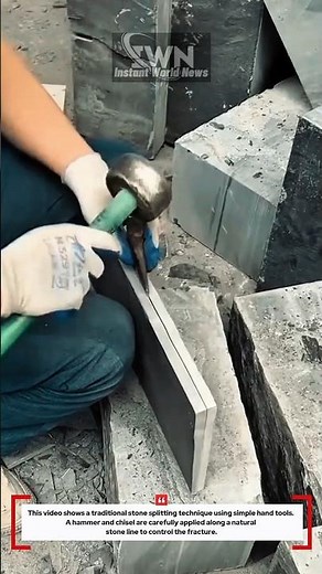 Precision Stone Splitting by Hand | Traditional Stone Cutting Technique! #innovation