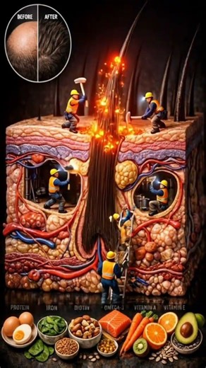 Hair Growth Inside the Scalp – Nutrients Feeding Hair Follicles (3D Medical Animation)”#HairGrowth