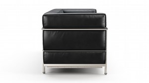 Corbusier - Corbusier Grand Modele Three Seater Sofa, Midnight Black Premium Leather