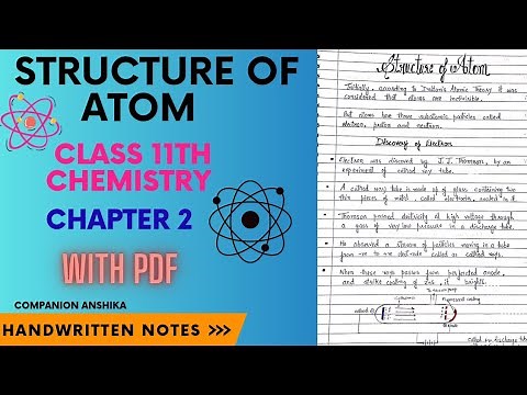 Structure of Atoms || Class 11th || Chemistry || Chapter 2 || Handwritten Notes with PDF