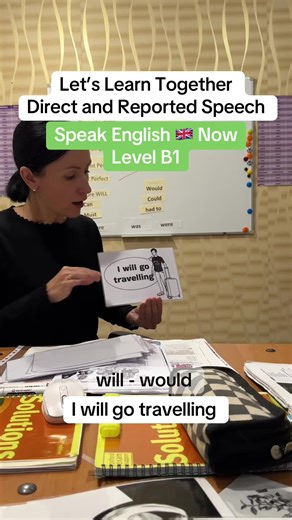 Watch as I teach direct and reported speech in a simple, effective way! I show a picture, say the sentence and you should report it. Easy and fun grammar practice—join me! #englishlesson #englishgrammar #learnenglish #esl