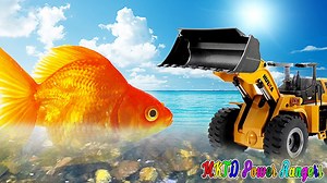 Crane truck and Mini Bus rescue the goldfish in distress | MKTD Power Rangers