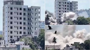 KDF leads operation to demolish sinking eleven storey building in Mombasa