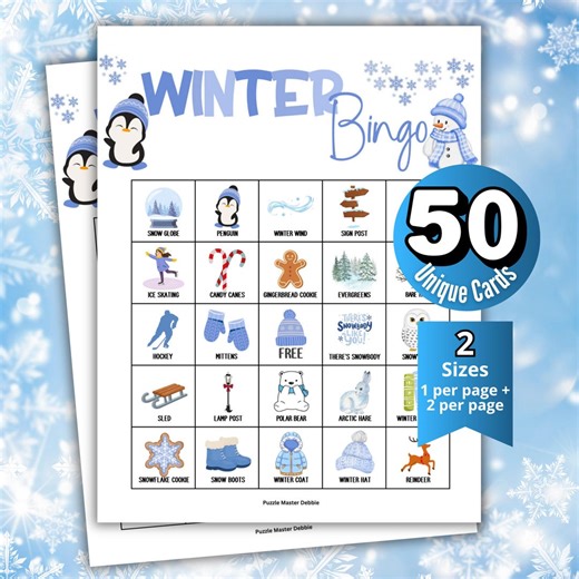 Winter Bingo Game, Kid Bingo Card Party Games, Baby Shower Games,january Birthday,senior Bingo Night,church Group Fundraiser Raffle Activity - Etsy