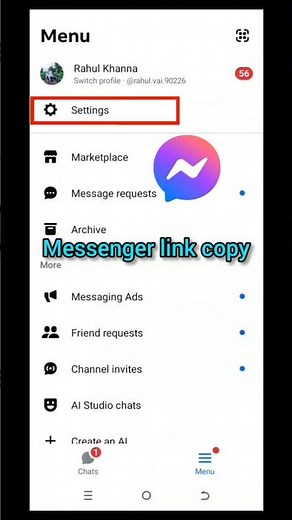 massenger link copy kaise kare 🔥🔥 || how to copy messenger link #vairalshorts #tutorial