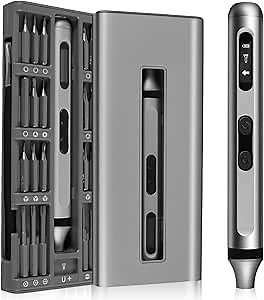 Mini Electric Screwdriver Set, 52 in 1 Electric Screwdriver Kit with 48 Magnetic Bits, Rechargeable High Torque Precision Screwdriver, Portable Small Power Screwdriver with Tweezers and Pry Bar