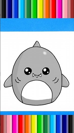 How to Draw a Cute Shark Squishmallow 😍😍😍 #cutedrawings #howtodraw #squishmallows