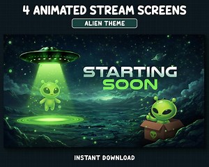 Alien Twitch Overlay, Animated Alien Stream Overlay, Space Stream Screens - Etsy