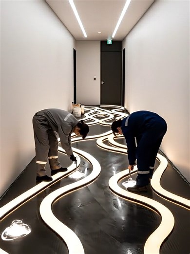 From raw materials to a futuristic masterpiece — watch this space transform into pure luxury, where light, metal, and design flow as one ✨ #LuxuryDesign #FuturisticInterior #NextLevelFloor