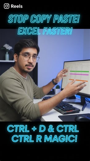 Advance Excel Person on Instagram: "Excel me growth chahiye? Dragging band → Shortcuts start! Ctrl+D for Down | Ctrl+R for Right ⚡ Save for interview! 👉 Save this for your Excel Interview!"