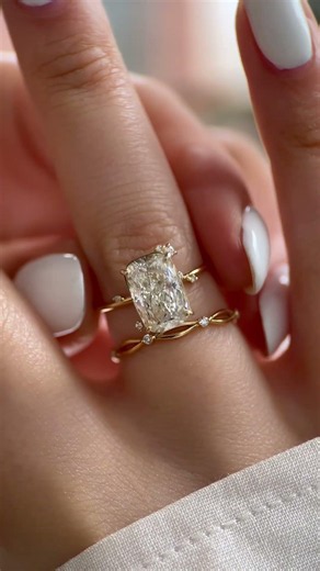 To a Flame Ring: Elongated Cushion Cut Engagement Ring