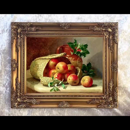 An Exquisite Still Life Oleograph on Stretched Canvas in an Ornate...