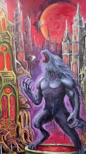 Some wip clips of my new werewolf painting inspired by a lucid dream I had a few years ago. #werewolf #luciddreams #luciddreaming #bloodbourne #gothicarchitecture
