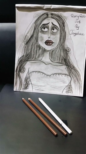 The Corpse Bride Charcoal Sketch | Gothic Art Drawing | RangRekha by Jayshree #shorts