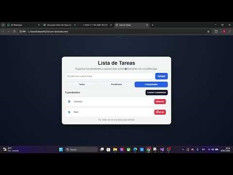 Lista de Tareas Interactiva | HTML, CSS, JavaScript y LocalStorage | Proyecto Web