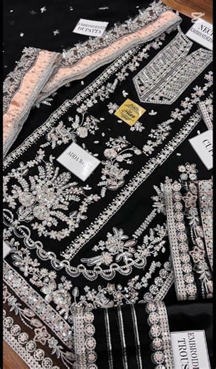 Black With Chiffon Duppata King Copy Fabric Details Shirt Chiffon Dupatta ChiffonTrouser Price.5500/