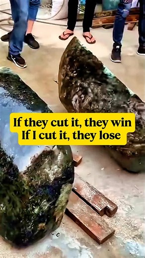 Do you think cutting rocks is easy?#creatorsearchinsights #PressedWoodResults #JadeCutting #StoneCutting #SatisfyingProcess