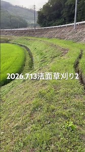 法面草刈り40分でげきた 30cm長尺で2枚刃で粉砕 亀森先輩のとこも少し買っときました #中山間地域 #農業 #兼業農家 #現代農業 #二枚刃草刈り#キョーリツ草刈機#30cm／ロング