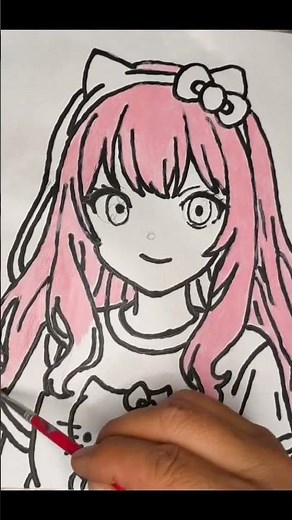 Soft Pink Anime Drawing Process 🎀✨