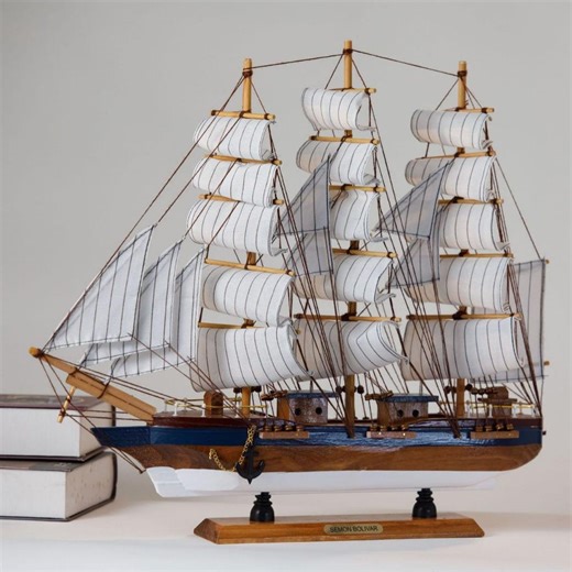 50cm*46cm Nautical Ship Decor, Classic Tall Ship Replica, Semon Bolivar Wooden Sailboat Model, - Etsy
