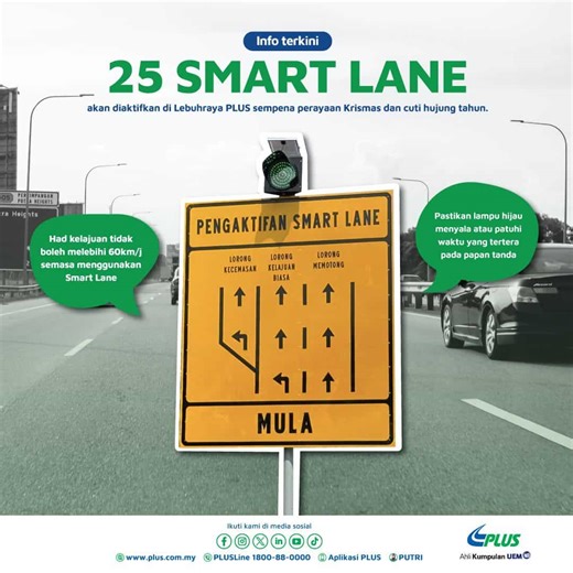 Smart Lane - Senarai Lokasi Diaktifkan Sempena Hari Raya 2026