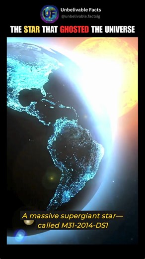 Unbelivable Facts on Instagram: "In February 2026, astronomers announced the discovery of M31-2014-DS1, a massive hydrogen-depleted supergiant star in the Andromeda Galaxy (approximately 2.5 million light-years from Earth). Originally around 13 times the Sun's mass at formation and roughly 5 solar masses at the end of its life after shedding material through stellar winds, the star was observed using archival data from NASA's NEOWISE mission and other telescopes spanning 2005 to 2023. The star b