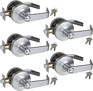 NEWBANG HARDWARE Hospital Storeroom Door Handle Lock Set with Satin Chrome 26D Finish and Heavy Duty Grade 2 Handle Lever,GRD2-74ST-5P - Amazon.com