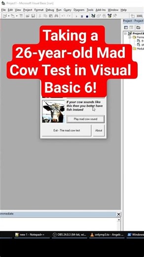 Taking a 26-year-old Mad Cow Test in Visual Basic 6! [SOUND WARNING] #fypシ #windows #cow #fyp