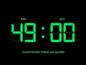 49 Minute Countdown Timer with Alarm on Start and Finish time , glowing Digital Clock Timer Free!