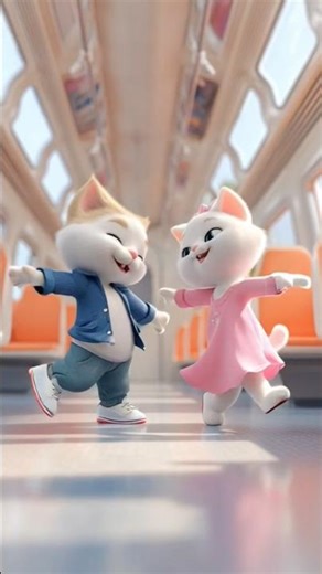 “3D Cartoon Cats Dance in Train 🚆 | Cute Cat Dance Animation | Funny 3D Video”