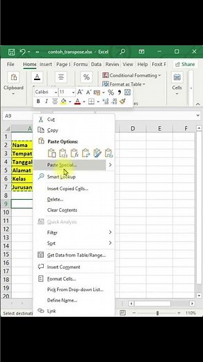 Nggak Usah Ngetik Ulang! Begini Cara Ubah Tabel Vertikal ke Horizontal di Excel #excel #exceltricks
