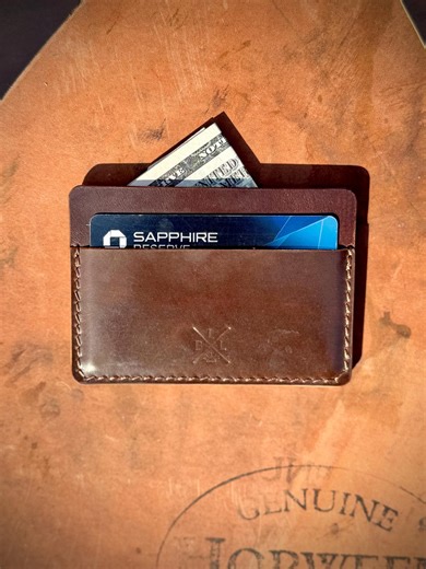 Cardholder Wallet in Horween Shell Cordovan + Horsebutt Leather (dark Cognac + Brown) - Etsy UK