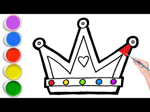 Crown Drawing and Coloring for Kids | How to Draw Cute Princess Crown