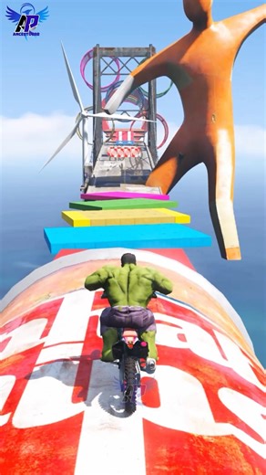 Hulk on a Bike! Incredible Stunt! 🏍️💥- GTA V