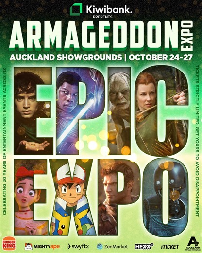 109 reactions · 4 comments | MEET MASSIVE MOVIE, TV, ANIME AND GAMING STARS, ALL AT ONE EPIC EXPO! Meet the stars of Lord of the Rings, Star Wars, Doctor Who, Andor, Encanto and more! Huge gaming displays from Nintendo Switch 2, Battlefield 6, Just Dance 2026, Minecraft VR. Amusements, food stalls, collectibles, artist alleys, pop culture exhibitors, K-Pop performances, Cosplay and so much more! Labour weekend, Auckland Showgrounds. | Armageddon Expo | Facebook