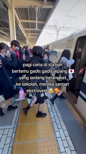Japanese Girls at Station on a Cheerful Morning