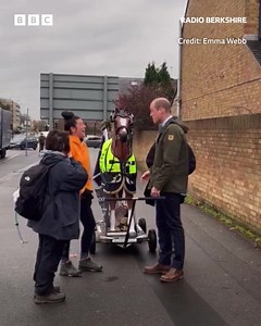 28 reactions | In Slough, Prince William surprised Emma Webb, who is pulling a model horse from Wales to London  She is walking over 19 days, in memory of her daughter Brodie who took her life in 2020. Listen on BBC Sounds : https://bbc.in/46Ssj8T | BBC Berkshire | Facebook